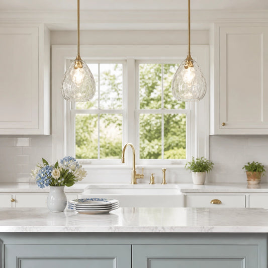 Knox Modern Teardrop Hammered Glass Pendant Light
