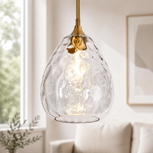 Knox Modern Teardrop Hammered Glass Pendant Light