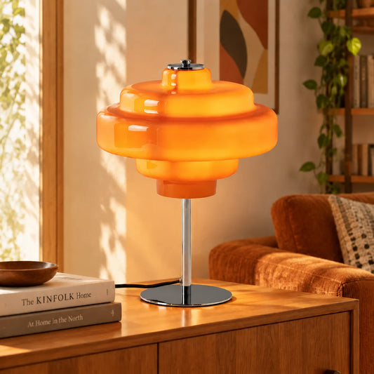 Lampe de table moderne artistique en verre orange Koros