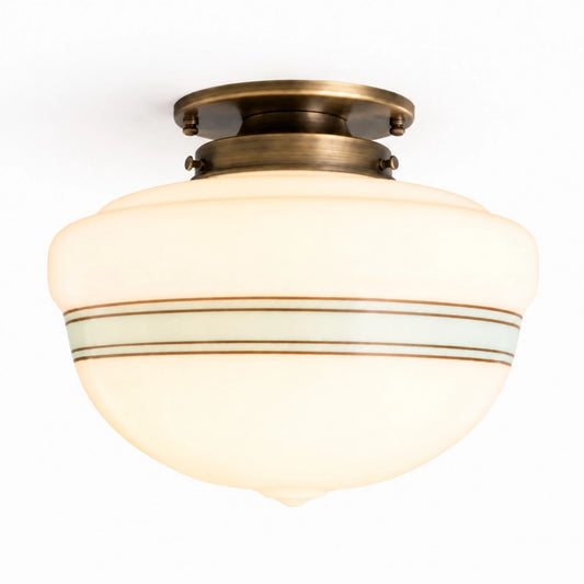 Kyran Vintage Bowl Milk Glass Semi-Flush Ceiling Light
