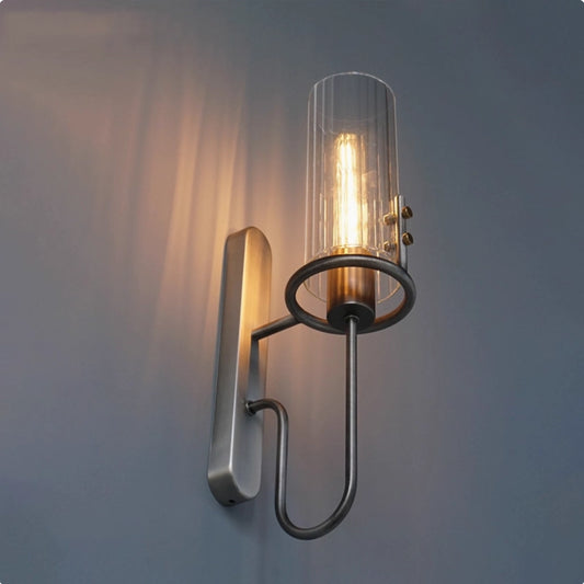 Kyrin Retro Industrial Cylinder Glass Wall Lamp