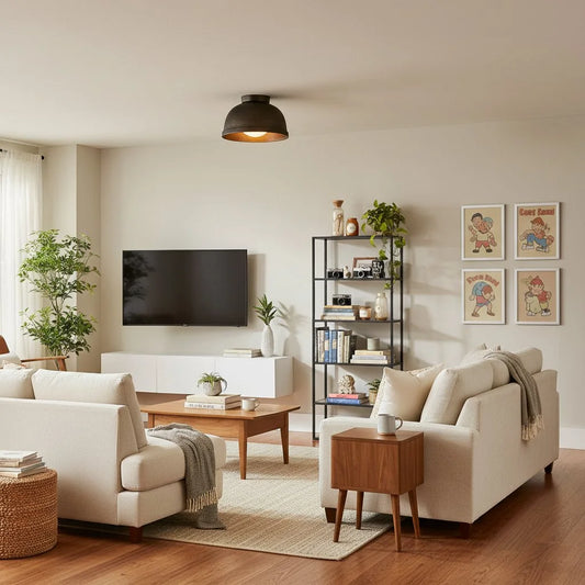 Laura Black Cast Aluminum Round Flush Mount Ceiling Light