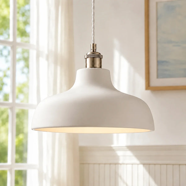 Laurel Pussywillow Pattern White Cement Pendant Light