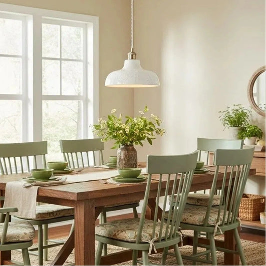 Laurel Pussywillow Pattern White Textured Ceramic Pendant Light