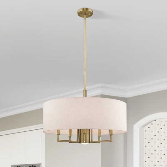 Leif Contemporary 6-Light Fabric Drum Chandelier