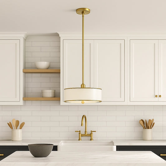 Leland Minimalist Farmhouse Metal Drum Pendant Lamp