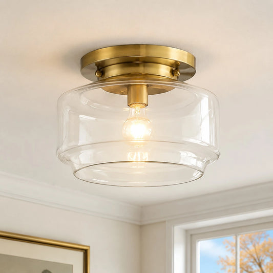 Lena Modern Brass Clear Glass Flush Mount Ceiling Light