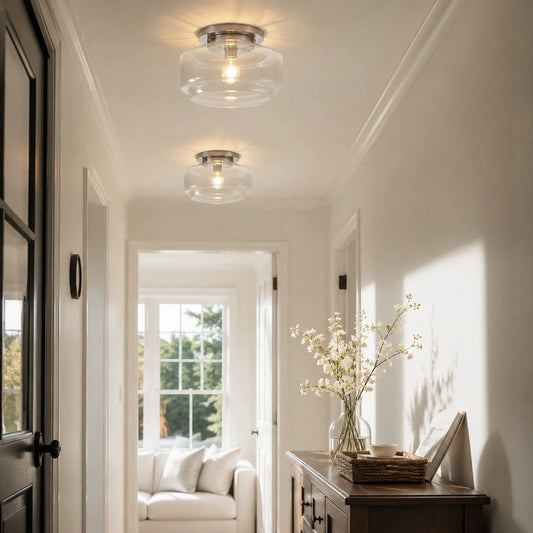 Lena Modern Brass Clear Glass Flush Mount Ceiling Light