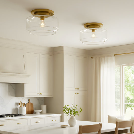 Lena Modern Brass Clear Glass Flush Mount Ceiling Light