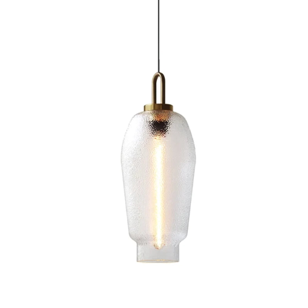 Lena Retro Clear Glass Pendant Light Model C 7.1 inch diameter by 18.1 inch height