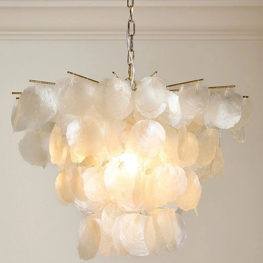 Leslie Luxe Natuurlijke Schelp Metaal Kroonluchter