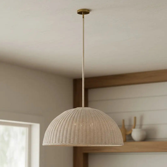 Liana Natural Rustic Rattan Dome Pendant Light