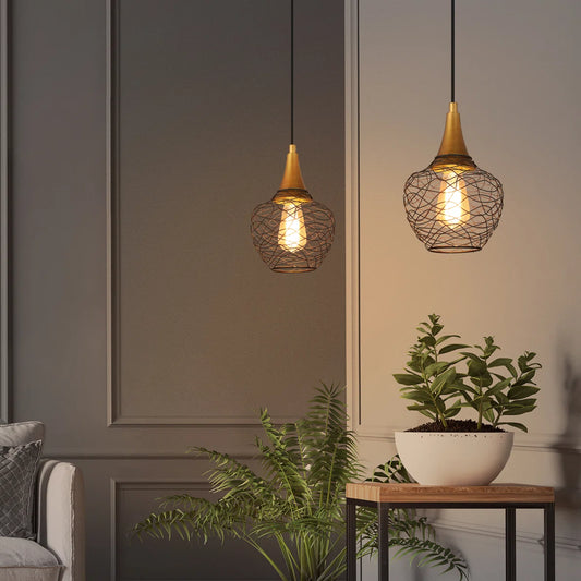Lilia Modern Industrial Metal Wire Cage Pendant Light