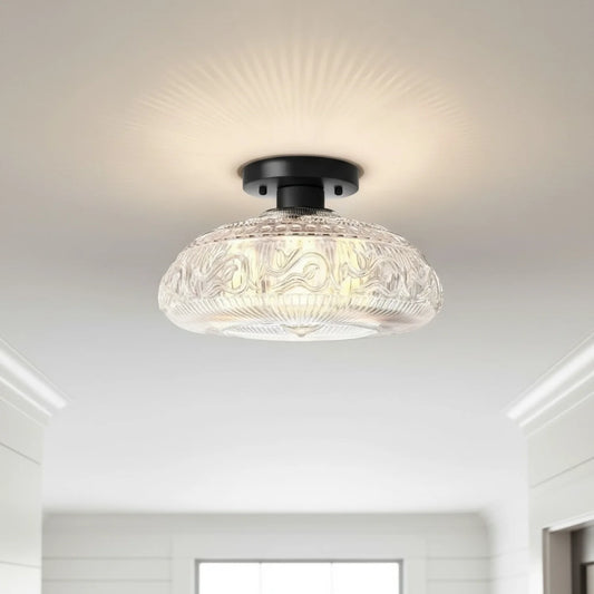 Linnea Modern Engraved Glass Ceiling Light