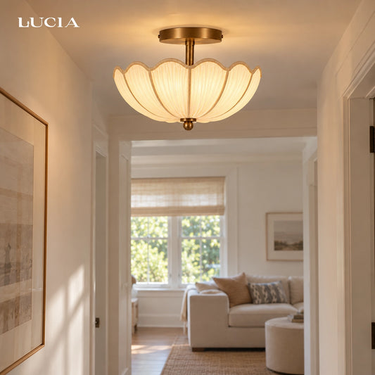 Lionel Scalloped Fabric Petal Ceiling Light