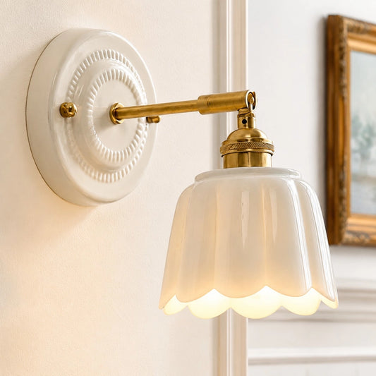 Lior Vintage Flower Ceramic Wall Sconce
