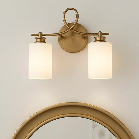 Litae Industrial Looped Arm Milk Glass Vanity Light
