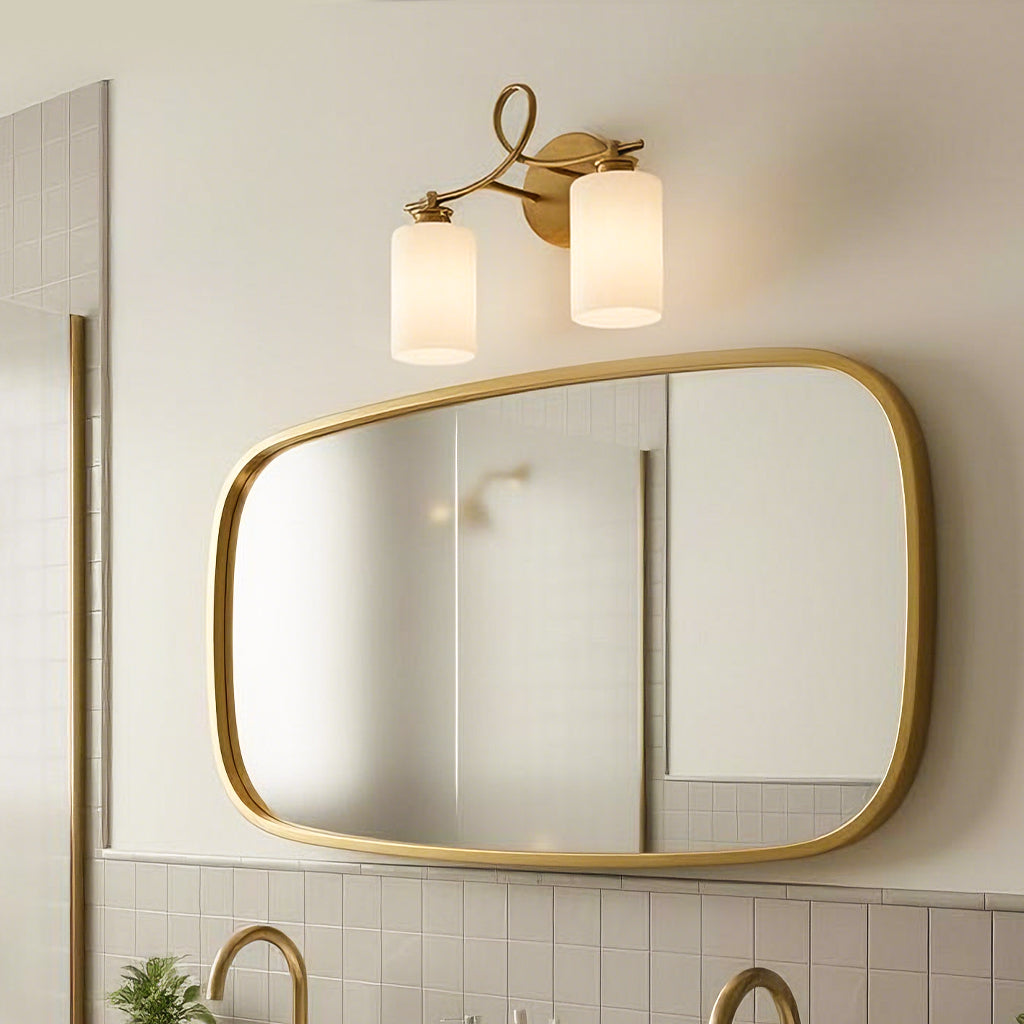 Litae Industrial Looped Arm Milk Glass Vanity Light | LuciaLiving