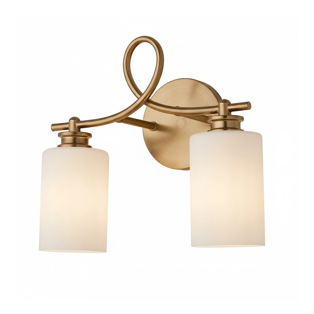 Litae Industrial Looped Arm Milk Glass Vanity Light | LuciaLiving