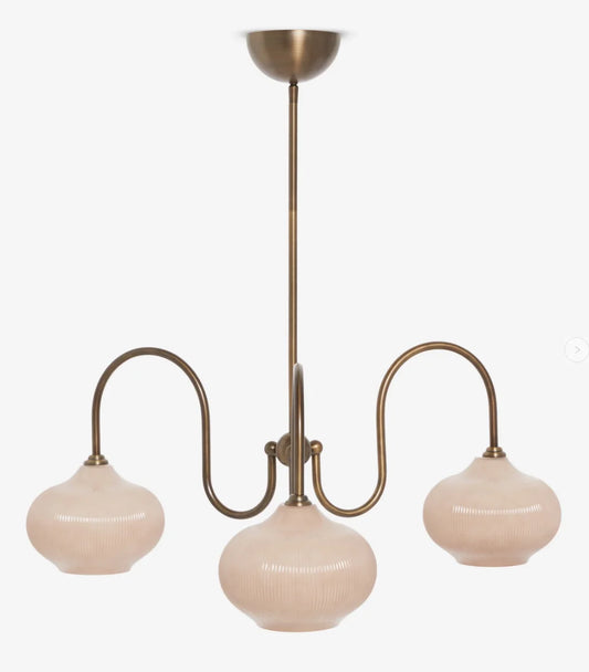Lona Modern 3-Light Swan Curve Glass Chandelier