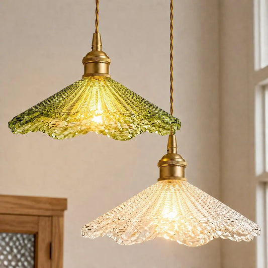 Lothar Vintage Pressed Glass Pendant Light