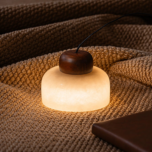 Lowenna Modern Alabaster Walnut Mini LED Pendant Light