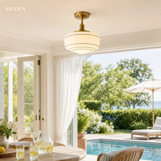 Talos Mid-Century Modern Round Glass Flush Mount Light