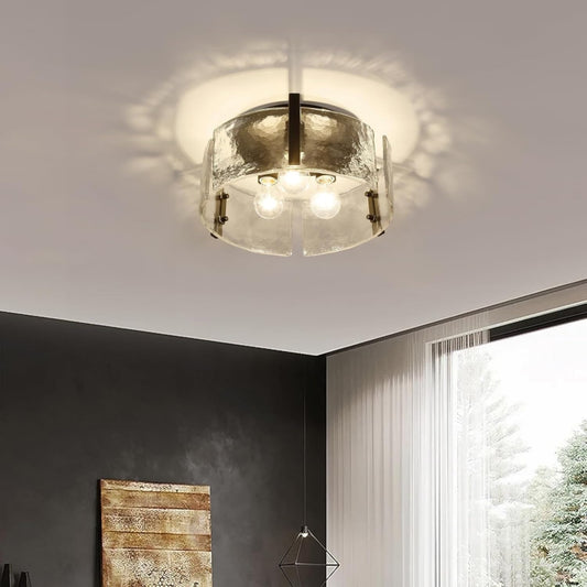 Lucien Modern Ripple Glass Drum Ceiling Lamp