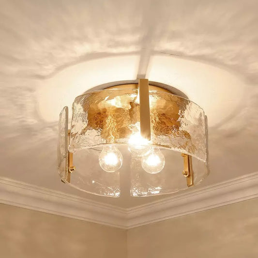 Lucien Modern Ripple Glass Drum Ceiling Lamp