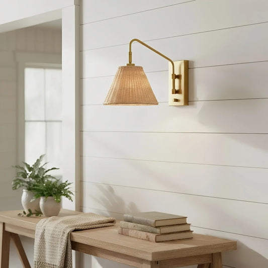 Luka Modern Rattan Shade Wall Light