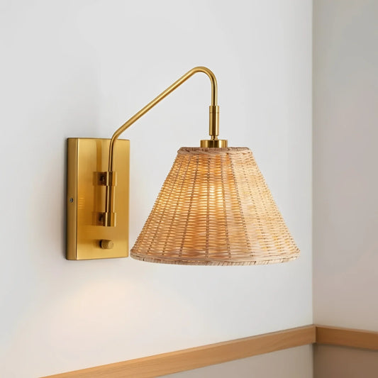 Luka Moderne Wandleuchte mit Rattanschirm 