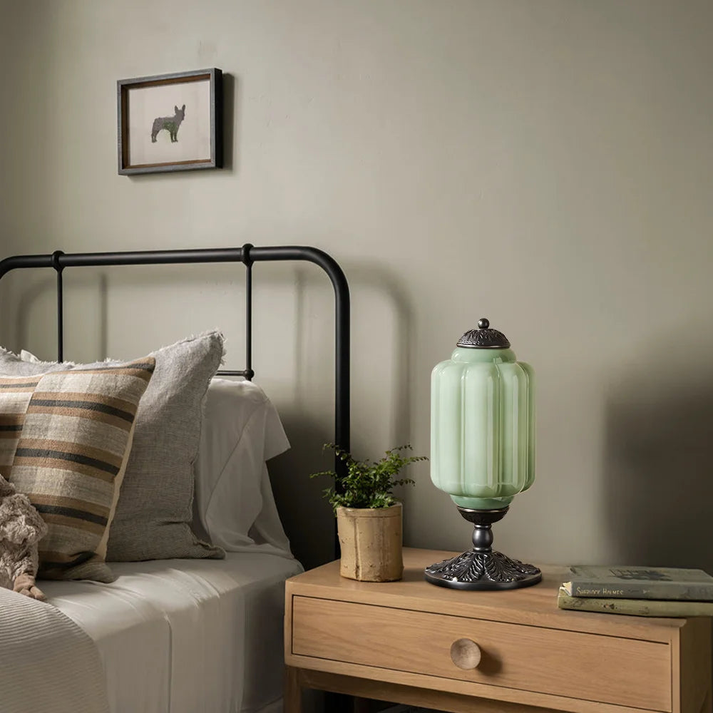 Lumi French Retro Cream Glass Textured Eloise Table Lamp