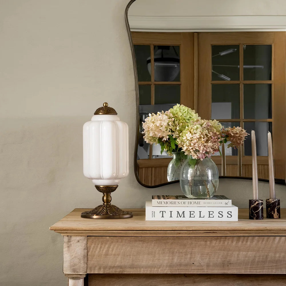 Lumi French Retro Cream Glass Textured Eloise Table Lamp