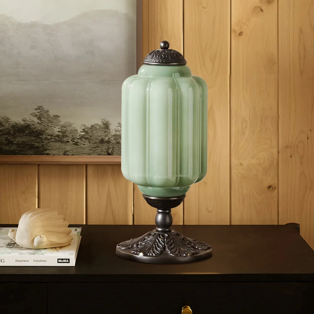 Lumi French Retro Cream Glass Textured Eloise Table Lamp