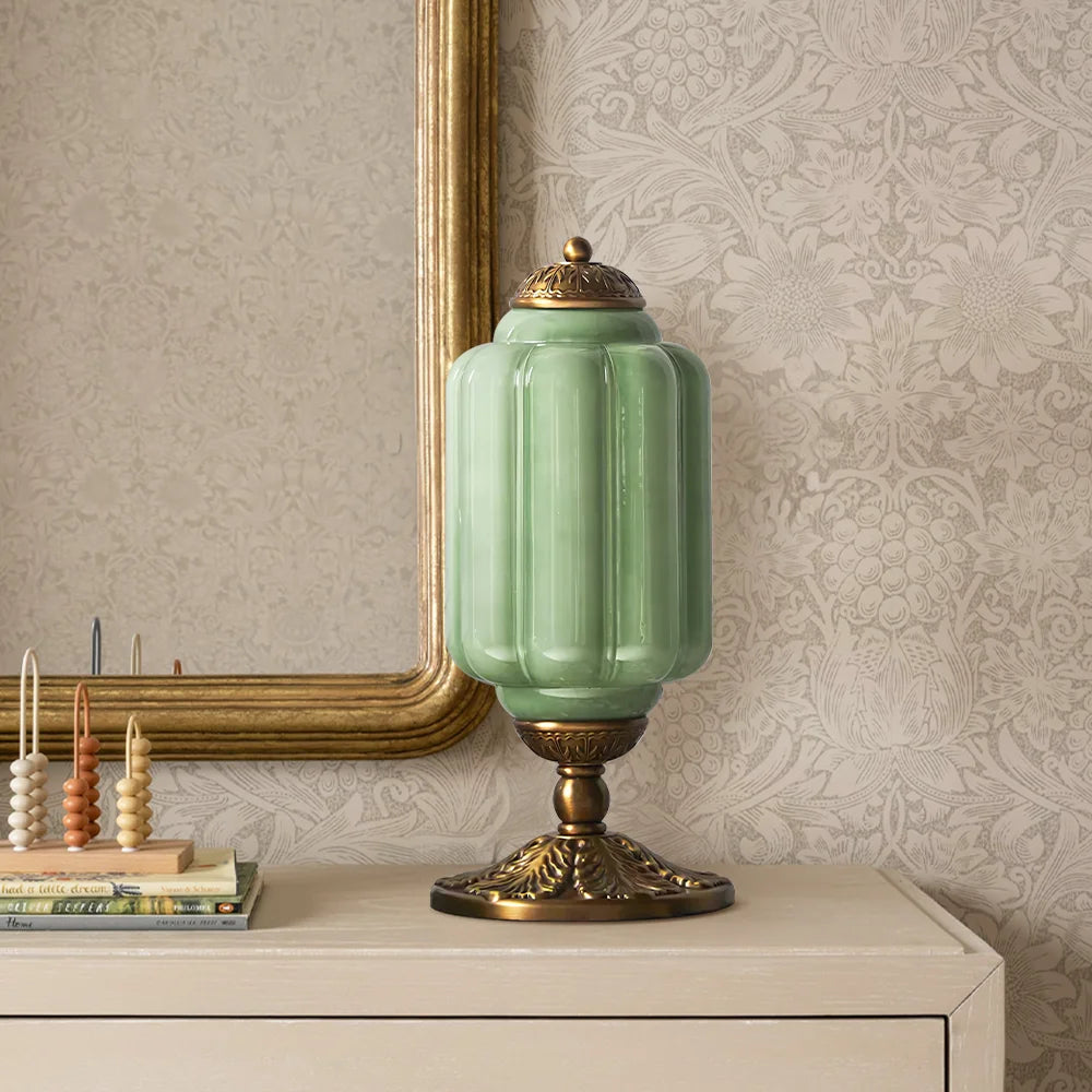 Lumi French Retro Cream Glass Textured Eloise Table Lamp