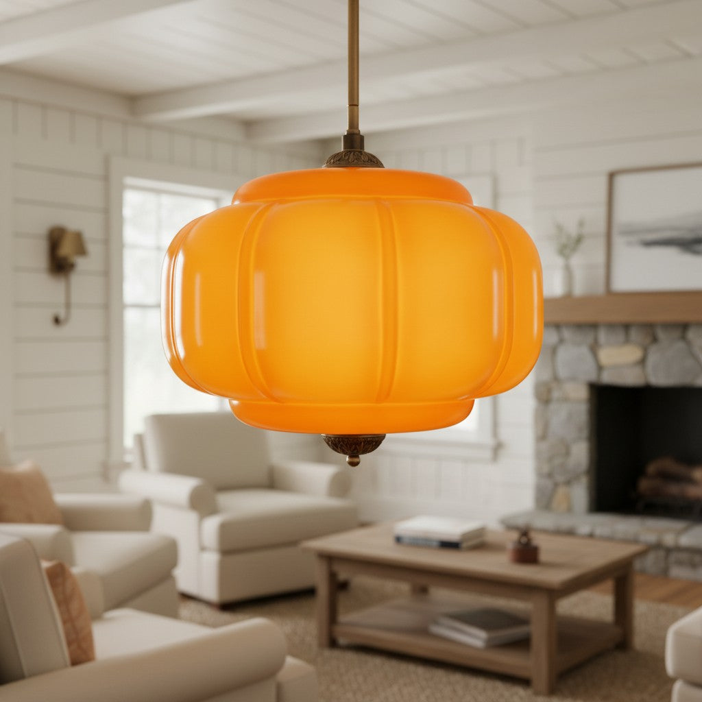 Lumi Antique Brass Green Glass Pumpkin Semi-Flush Mount Eloise Pendant (2).jpg__PID:36420d18-2e70-4bff-acc2-6b484c169d0c