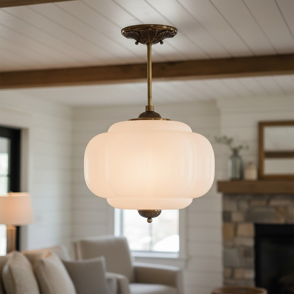 Lumi Antique Brass Green Glass Pumpkin Semi-Flush Mount Eloise Pendant (5).jpg__PID:182e704b-ff6c-426b-884c-169d0c25d787