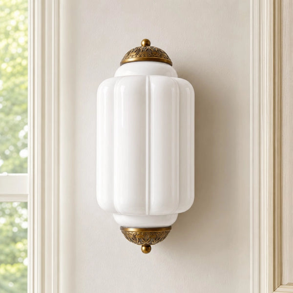 Lumi Vintage Antique Milk Glass Eloise Scallop Wall Light Wall Sconce for Bedroom Bathroom Hallway