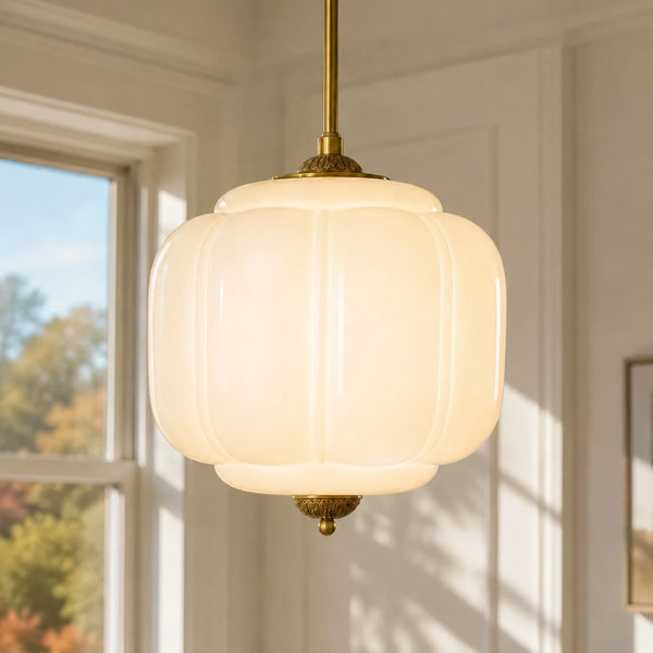 Lumi Vintage Melkglas Geolied Messing Eloise Hanglamp