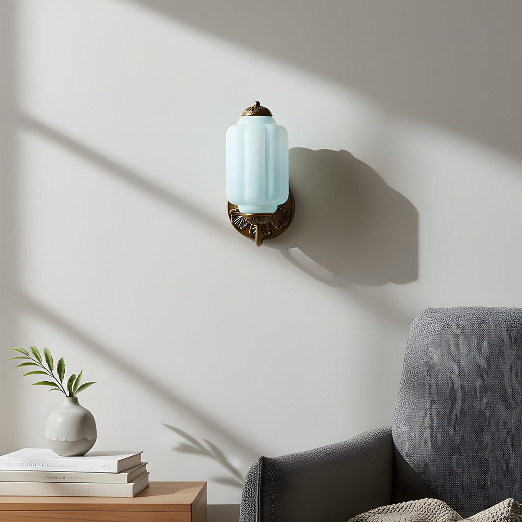 Lumi Vintage Milk Glass Oiled Brass Eloise Sconce