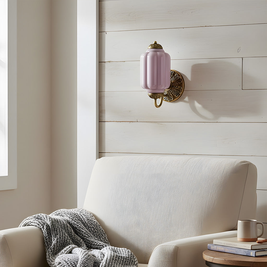 Lumi Vintage Milk Glass Oiled Brass Eloise Sconce