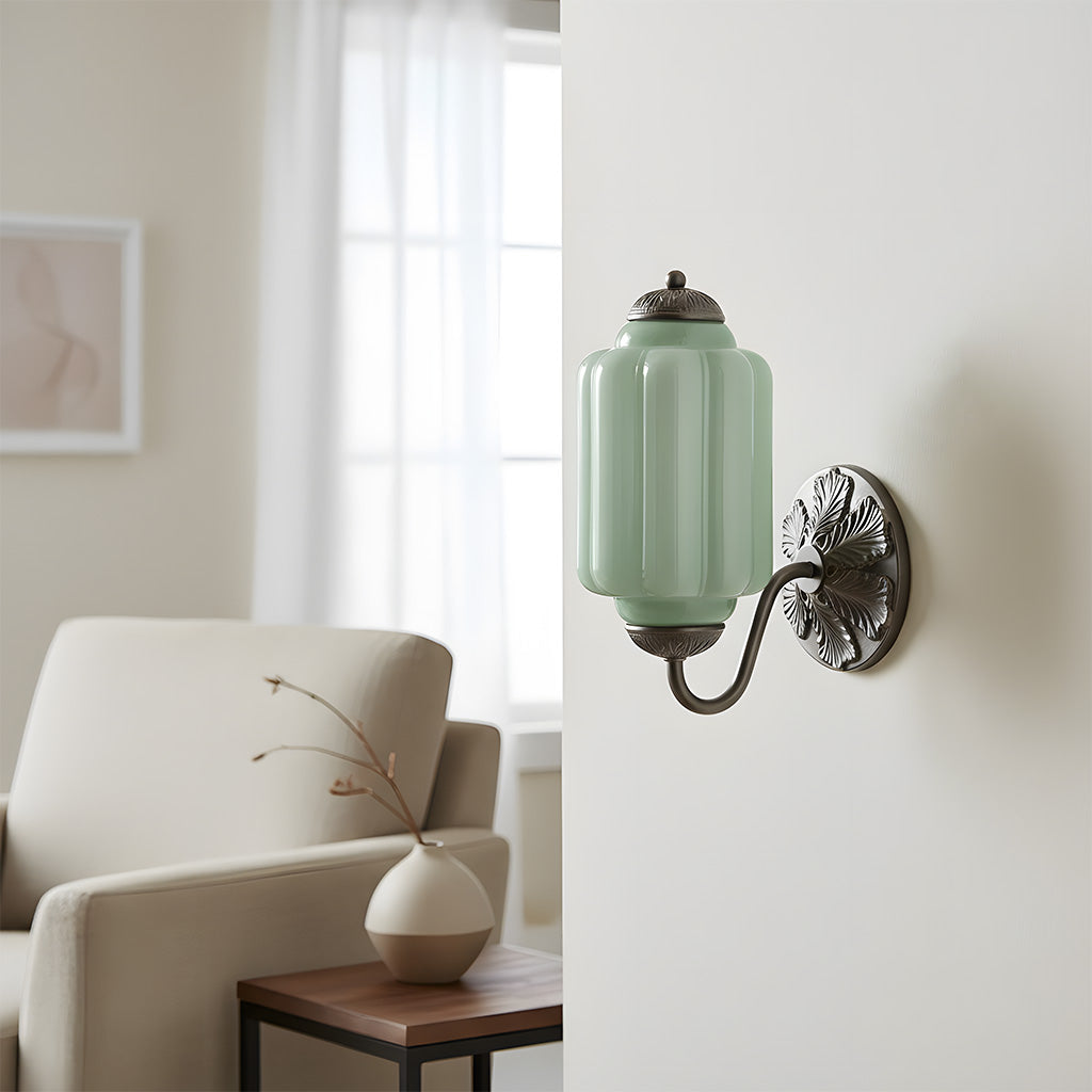 Lumi Vintage Milk Glass Oiled Brass Eloise Sconce