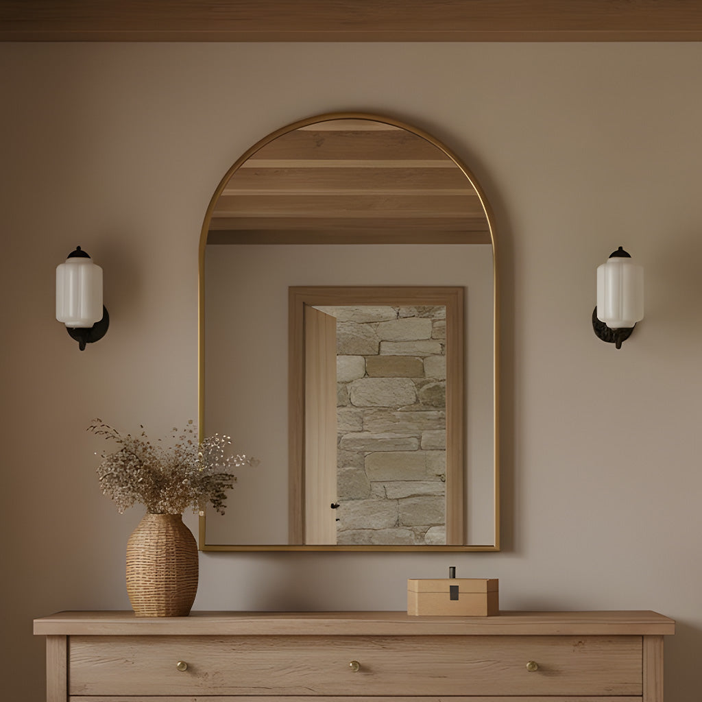 Lumi Vintage Milk Glass Oiled Brass Eloise Sconce