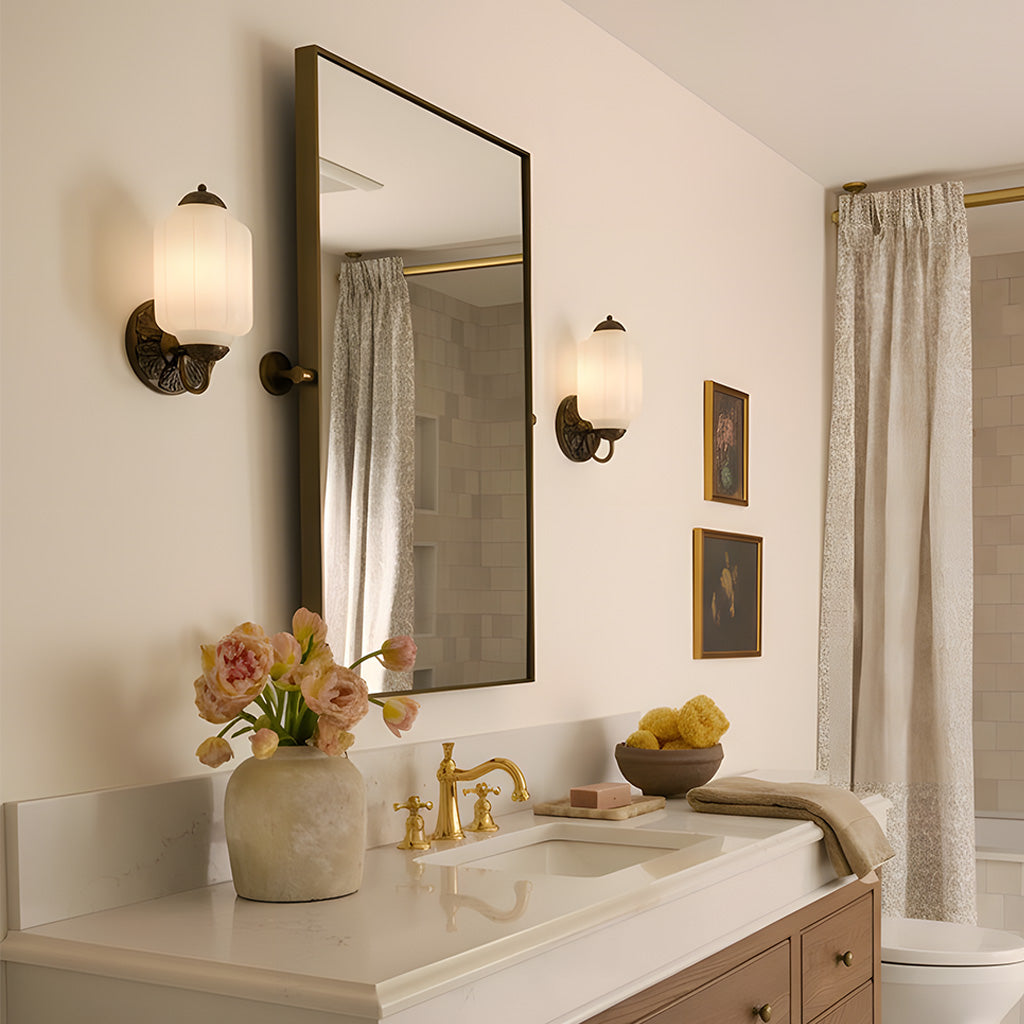 Lumi Vintage Milk Glass Oiled Brass Eloise Sconce