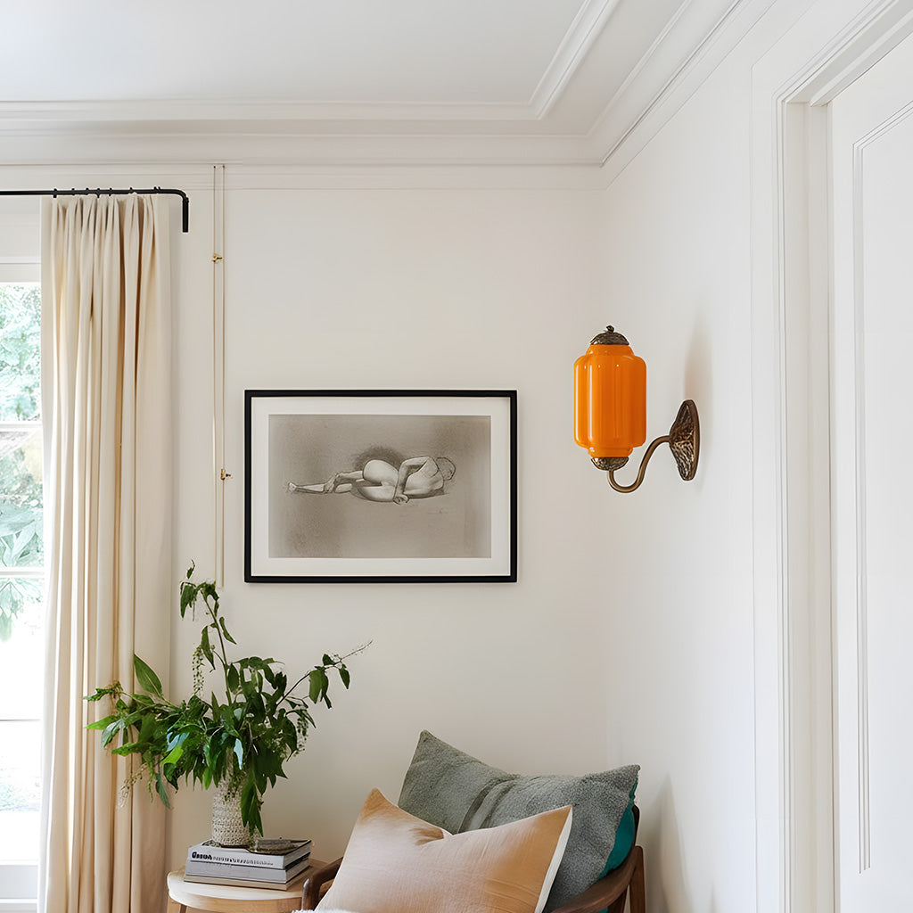 Lumi Vintage Milk Glass Oiled Brass Eloise Sconce