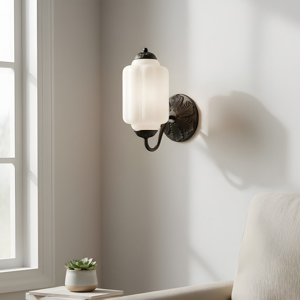 Lumi Vintage Milk Glass Oiled Brass Eloise Sconce