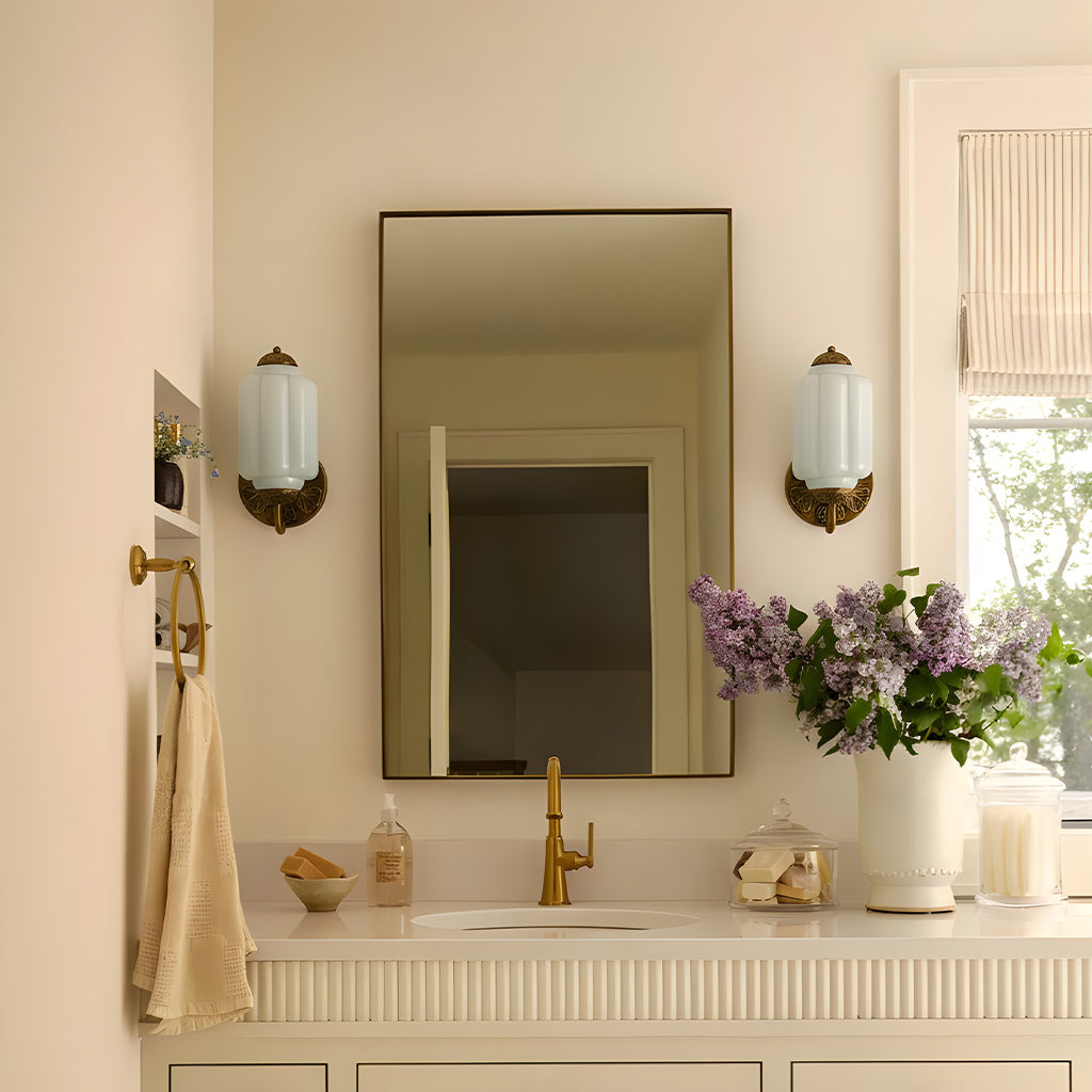 Lumi Vintage Milk Glass Oiled Brass Eloise Sconce