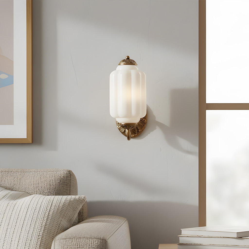 Lumi Vintage Milk Glass Oiled Brass Eloise Sconce