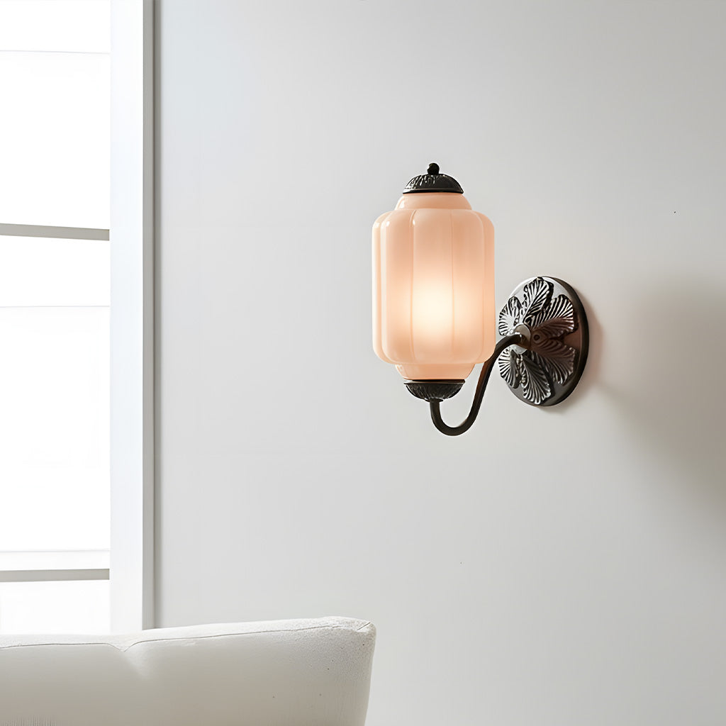 Lumi Vintage Milk Glass Oiled Brass Eloise Sconce