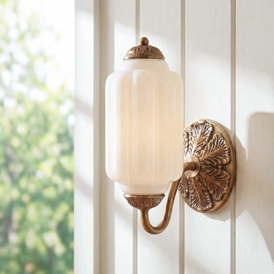 Lumi Vintage Milk Glass Oiled Brass Eloise Sconce
